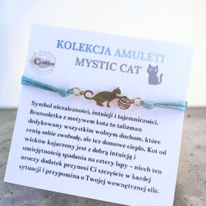 Bransoletka Mystic Cat na turkusowym sznurku