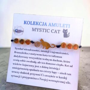 Bransoletka Mystic Cat ze złotymi akcentami i kotem z kłębkiem